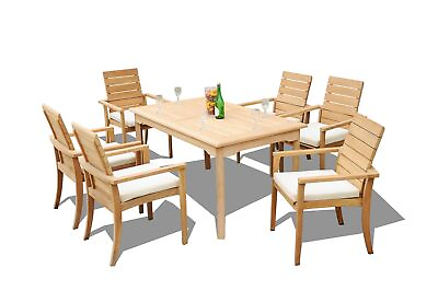 #ad DSAL A Grade Teak 7pc Dining Set 60quot; Rectangle Table 6 Stacking Arm Chairs $2339.82