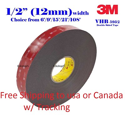 3M 1 2quot; x 9 15 21 108 VHB Double Sided Foam Adhesive Tape 5952 Gopro Action Can $58.53