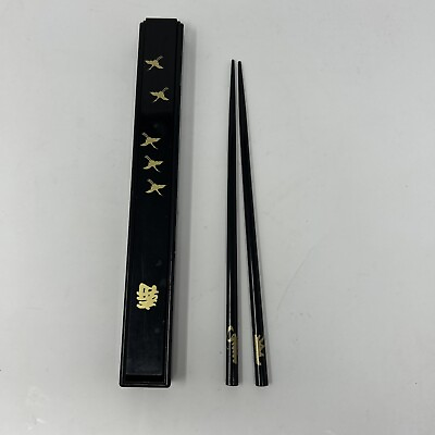 #ad Set Of Plastic Chopsticks In Travel Case. Black. $15.00