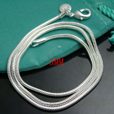 #ad 5PCS Wholesale 925Sterling Solid Silver Snake Chains Necklace 3MM 16quot; 30quot; $11.35