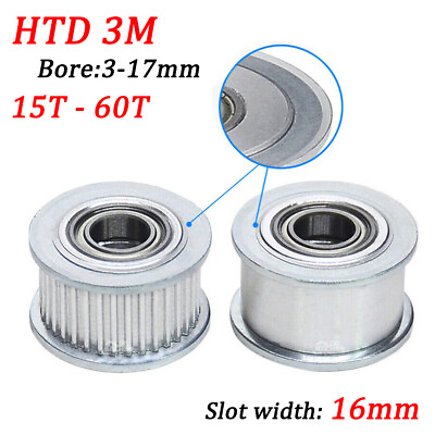 #ad HTD 3M Timing Belt Pulley Idler Pulley 15T 60T Bore 3 17mm For 15mm Wide Belt $4.65