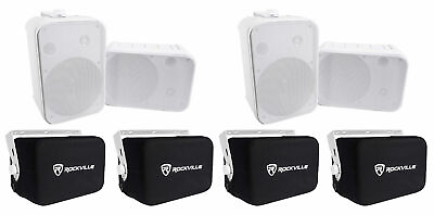 #ad 4 Rockville HP65S 6.5quot; 500w Outdoor Patio Backyard Speakers w Waterproof Covers $182.90