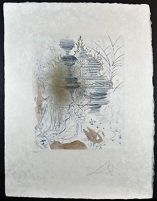 #ad DALI The Hippies The Pagoda Hand Signed Numbered Etching Surreal Rare ART $5750.00