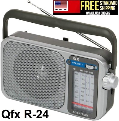 #ad QFX R 24 AM FM SW1 SW2 Retro Styled 4 Band Mini Radio Built in Speaker $17.95