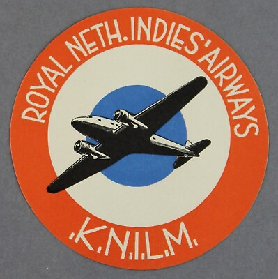 #ad KNILM ROYAL NETHERLANDS INDIES AIRWAYS ORIGINAL AIRLINE LUGGAGE BAGGAGE LABEL 2 GBP 49.95