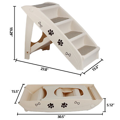 #ad Dog Ladder w Support Frame Foldable Pet Stairs 4 Non slip Steps for High Bed $35.58