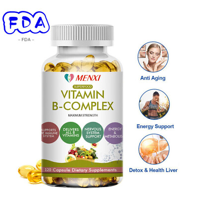 #ad 120 Vitamin B Complex Vitamins B1 B2 B3 B5 B8 B12 Energy Metabolism Aid $10.99