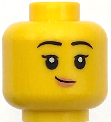 #ad Lego New Yellow Minifigure Head Dual Sided Female Child Black Eyebrows Smile $1.99