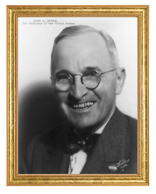 #ad Harry S. Truman Photograph in a Aged Gold Frame $40.95