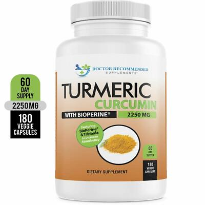 #ad Turmeric Curcumin 2250mg d 180 Veggie Caps 95% Curcuminoids with Bioperine $24.95