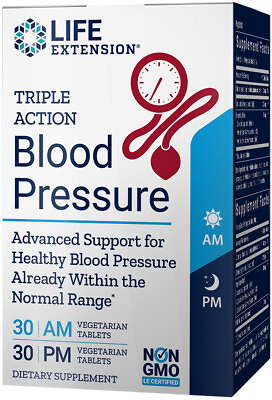 #ad Life Extension Triple Action Blood Pressure Support AM PM 30 Vegetarian Tabs $35.95