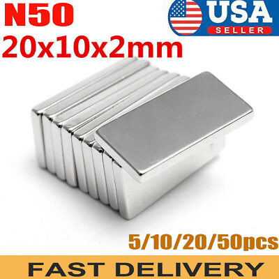 #ad 5 100 200pc N50 Block Magnet 20x10x2mm Strong Square Neodymium Rare Earth Magnet $5.39