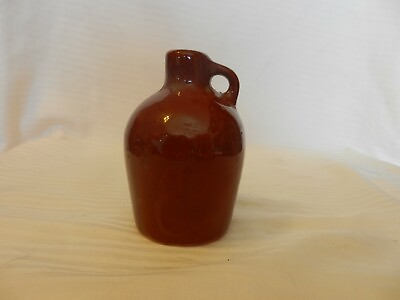 #ad Miniature Brown Ceramic Pottery Moonshine Jug With Handle 4.5quot; Tall $26.25