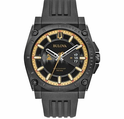 #ad Bulova Men#x27;s Precisionist Black Dial Special Edition Black Silicone Watch 98B294 $350.00