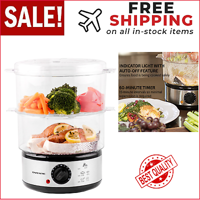 #ad Electric Food Steamer 5Qt Meal Cooker 2 Tier Stackable Basket for Vegetable Fish $31.79