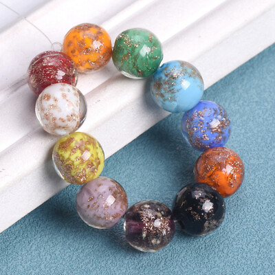 #ad 10pcs 8mm 10mm 12mm Round Foil Opaque Handmade Lampwork Glass Loose Beads $3.75