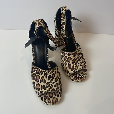 #ad Joie Lahoma Chunky Leopard Print Calf Hair Sandal size 39 $49.80