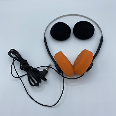 #ad Retro Orange Black Vintage Sony Walkman MDR 010 Style On Ear Headphones Wired $24.99