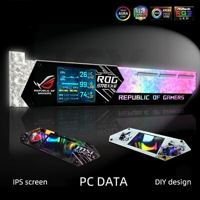 #ad LCD GPU Bracket RGB VGA With Display ROG Horizontal Video Card Holder $142.49