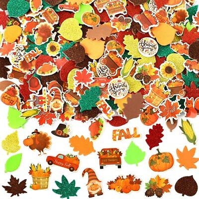 #ad Thanksgiving Fall Leaf Foam Sticker JULBEAR 900Pcs Autumn Glitter Maple Leav... $100.44