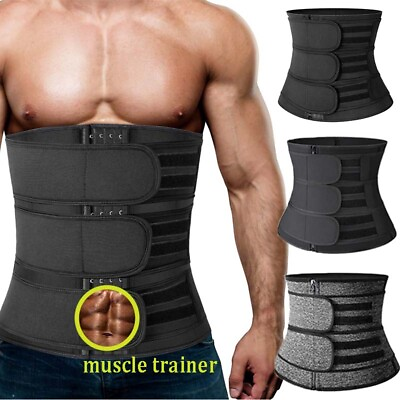 #ad Waist Trainer Men Women Body Shaper Neoprene Sweat Sauna Belt Slim Tummy Control $19.79