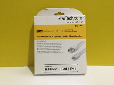 #ad Startech.com 3M 10Ft White Usb Lightning Cable For Iphone Ipad Ipod 4 Pin Male $20.00