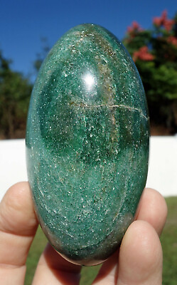 #ad GREEN EMERALD in Fuchsite SHIVA Lingam Egg Quartz Crystal For Sale Lingham $150.00