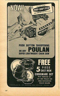 #ad 1966 small Print Ad of Poulan Super Lightweight Chain Saw Power Sharp System $9.99