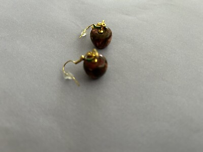 #ad cute multicolor jasper apple drop earrings on gold tone wires new unique $6.75