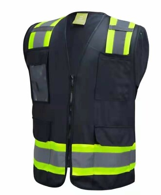 #ad Surveyor Black Two Tones Safety Vest With Multi Pocket Tool Photo ID $11.99