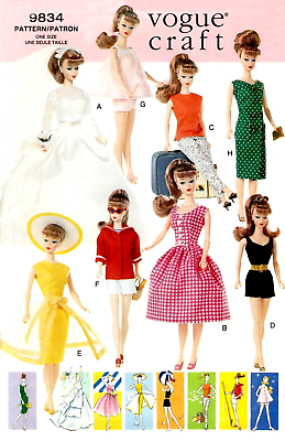 #ad Vintage 1990s Barbie Clothes Pattern Reproduction Vogue 9834 Read Description $8.95