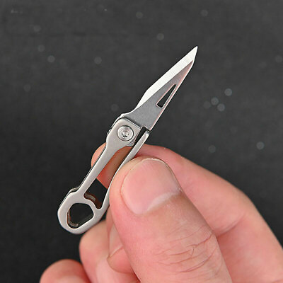 #ad 1pc Mini Titanium keychain Folding Knife Letter Opener Tool Outdoor Pocket Knife $12.69