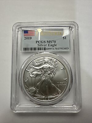 #ad 2019 SILVER EAGLE PCGS MS70 First Strike $65.00