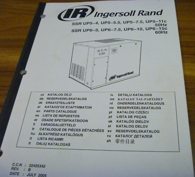 #ad Ingersoll Rand SSR UP6 10 UP6 15c 60Hz Rotary Screw Air Compressor Parts Catalog $279.30
