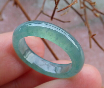 #ad Certified Icy Green Natural 100% A Jadeite Jade Circle Ring NO . 5.5 # 416119 $54.40