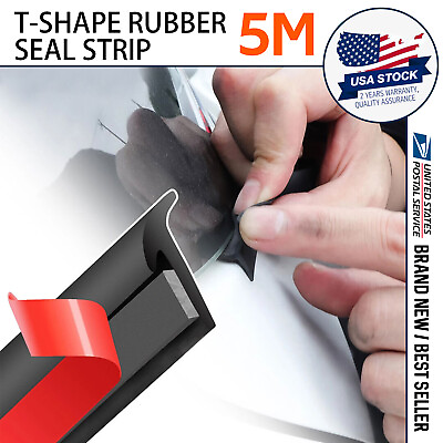 #ad 16FT Universal Car Door Rubber Weather Seal Hollow Strip Weatherstrip 5M T Shape $8.99