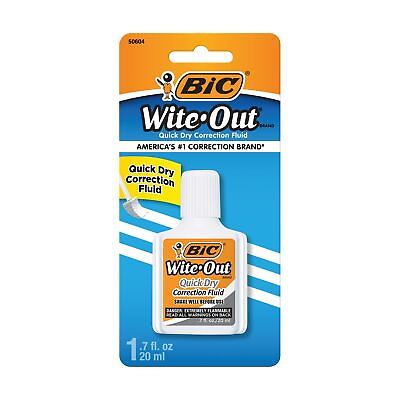 #ad BIC Wite Out Quick Dry Correction Fluid 20mL White Goes on Easy with A Red... $2.90