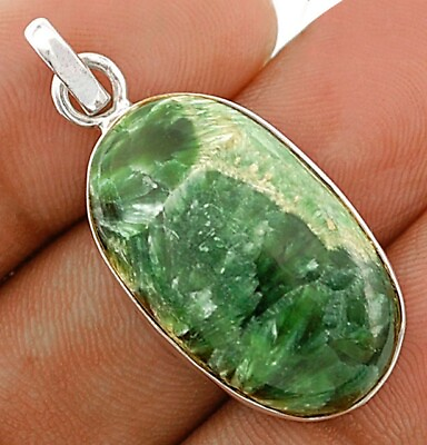 #ad Natural Russian Seraphinite 925 Solid Sterling Silver Pendant Jewelry NW17 3 $30.99