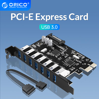 ORICO PCI E USB 3.0 7 Port Expansion Card Internal USB PCI Express Hub Converter $16.19