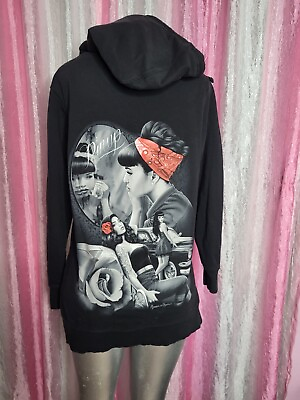 #ad Pre Loved David Gonzales Art DGA Pinup Rockabilly Womens Zip Up Hoodie Size XL $30.00