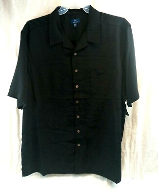 #ad NEW George Tropical Short Sleeve Button Down Shirt w Pocket Black Size 3XL $9.82