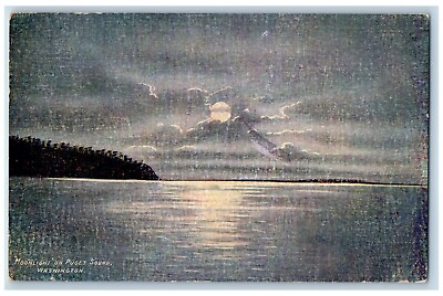 #ad #ad Everett Washington Postcard Moonlight Puget Sound Moon Night 1910 Vintage Posted $9.98