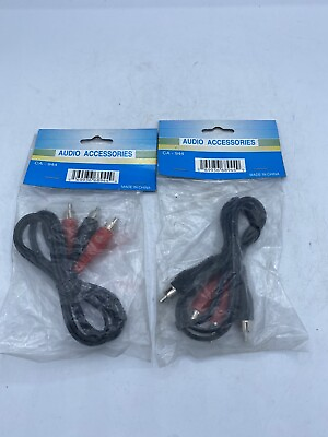 #ad Lot Of 2 AUDIO ACCESSORIES 3Ft Shielded Patch Cord 2 RCA Plugs Each End $7.50