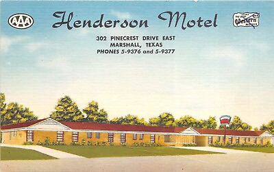 #ad South Marshall Texas 1950s Postcard Henderson Motel $6.55