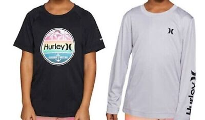 #ad NEW Hurley Boy#x27;s 2 Pack Black Gray UPF 50 H2O Dri Long Sleeve amp; Shirt Sets #150 $18.39