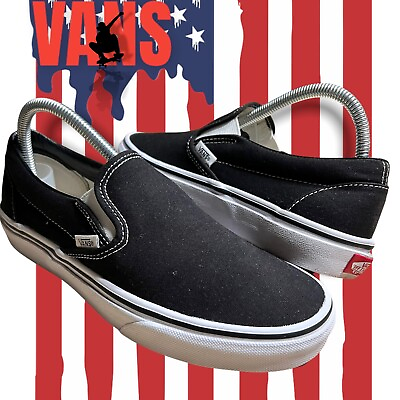 #ad Vans Brand New Unisex Classic Black White Slip On Sneakers Skate Shoes $33.00