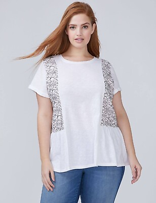 #ad NEW Plus Size LANE BRYANT Embroidered Lace Side Overlays Top Shirt Size 18 20 $14.99