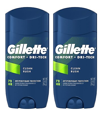 #ad PACK OF 2 Gillette Antiperspirant Deodorant Clean Rush Solid Stick EXP 9 24 $24.99