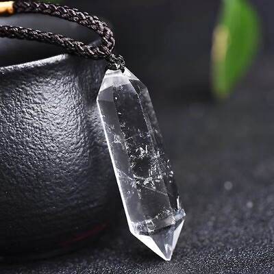 #ad Natural Clear Quartz Hexagon Crystal Pendant Necklace for Spiritual Healing $12.90