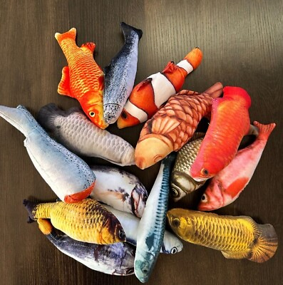 #ad Cute Fish Soft Stuffed Plush For Cat Dog Toy $10.00